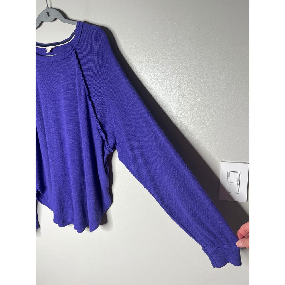 Pilcro Anthropologie Diana Ruffled Raglan Thermal Top Long Sleeve Purple XL Boho - Picture 5 of 12